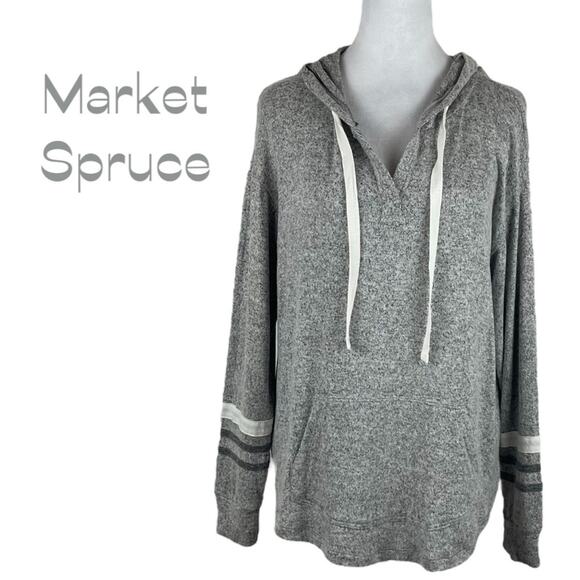 Market & Spruce Gray GorpCore  Americana Lightweight Hooded Jacket Size M - Picture 1 of 10